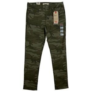NWT Levi's 711 Skinny Ankle Denim Jeans Green Multi Camouflage Stretch Sz 6 / 28